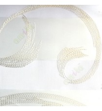 White gold color embroidery swirls pattern texture background with transparent net finished fabric zebra blind